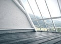 Empty brick attic interior