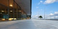 Empty brick floor with glass office commercial building