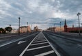 Empty bridge road near Kremlin in Moscow, Russia
