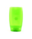 Empty bright green plastic travel size shampoo bottle Royalty Free Stock Photo