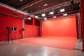 Empty bright red studio background for product display Royalty Free Stock Photo