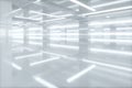 Empty bright room with glowing lines, 3d rendering Royalty Free Stock Photo