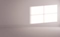 Empty bright room with sunlight coming through window