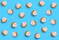 An empty broken half of an eggshell on a blue background Royalty Free Stock Photo