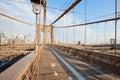 Empty Brooklyn Bridge perspective view in the morning, New York Royalty Free Stock Photo