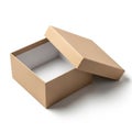 An empty brown cardboard box with its lid open on a white background Royalty Free Stock Photo