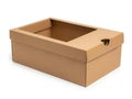 Empty brown cardboard shoe box on white background Royalty Free Stock Photo