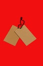 Empty brown cardboard tag with  string Royalty Free Stock Photo