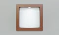 Empty brown cube shelf or niche on wall with led spotlight 3D mockup