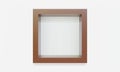 Empty brown cube shelf or niche on white wall 3D mockup