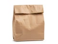 Empty brown paper lunch bag isolated on white background Royalty Free Stock Photo