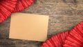 Empty brown paper with a red Chinese fan Royalty Free Stock Photo