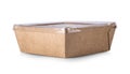 empty brown paper square box for food isolated on white Royalty Free Stock Photo