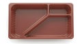 Empty brown plastic meal container with three compartments angled view Royalty Free Stock Photo