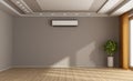 Empty brown room with air conditioner