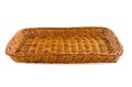 Empty brown whicker basket isolated on white Royalty Free Stock Photo