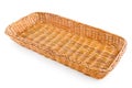 Empty brown whicker basket isolated on white Royalty Free Stock Photo
