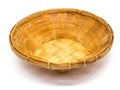 Empty brown wicker woven basket isolated Royalty Free Stock Photo