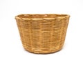 Empty brown wicker woven basket isolated Royalty Free Stock Photo