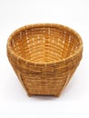 Empty brown wicker woven basket isolated Royalty Free Stock Photo