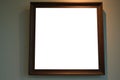 Empty brown wood frame border for painting art or picture on wall background decoration Royalty Free Stock Photo
