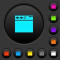 Empty browser window dark push buttons with color icons