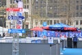 Empty Bryant Park skating rink entrance with ticket collector Royalty Free Stock Photo