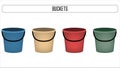 Empty bucket object set vector illustration on white background