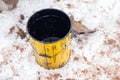 Empty bucket from under waterproofing compound Royalty Free Stock Photo