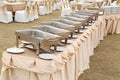 Empty buffet trays ready for service Royalty Free Stock Photo