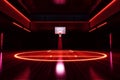 indoor empty game basketball neon hall background corridor hoop interior arena design. Generative AI.