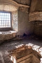 Empty buildings of abandoned fortress Juromenga in portugal