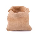 Empty burlap sack bag isolated on white background Royalty Free Stock Photo