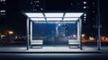 Empty bus stop advertisement mockup at night with urban backdrop Royalty Free Stock Photo