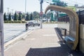 empty bus stop in paulinia-sp with copy space, campinas-sp,brasil-july 07.2021