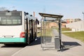 Empty bus stop on street of Tallinn city