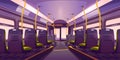 Empty bus or train interior with chairs back view Royalty Free Stock Photo
