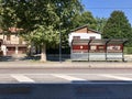 Empty bus and tram stop in Marghera, Venice Royalty Free Stock Photo