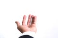 Empty businessman Hand holding open on white background