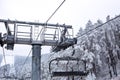 Empty cable car on the cableway transport system