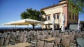 Almost empty cafe at Ehrenbreitstein Fortress in Germany