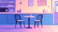 Cafe Interior Vector Art with Table and Chairs Royalty Free Stock Photo