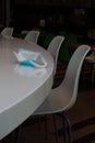 An empty cafe, no people, empty tables and chairs Royalty Free Stock Photo