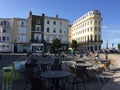 Empty cafe square in Margate on a sunny Sunday morning