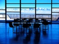 Empty Cafeteria or Meeting Room with Tables and Chairs Window View Royalty Free Stock Photo