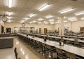 Empty cafeteria with rows of long, Royalty Free Stock Photo