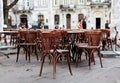 Empty cafeteria on the street