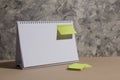 empty calendar table and blank green note paper attached, suitable for future use in your business mockup, Royalty Free Stock Photo