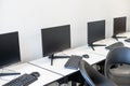 empty call center, Laptop on desk at office.