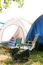 Empty campsite at music festival